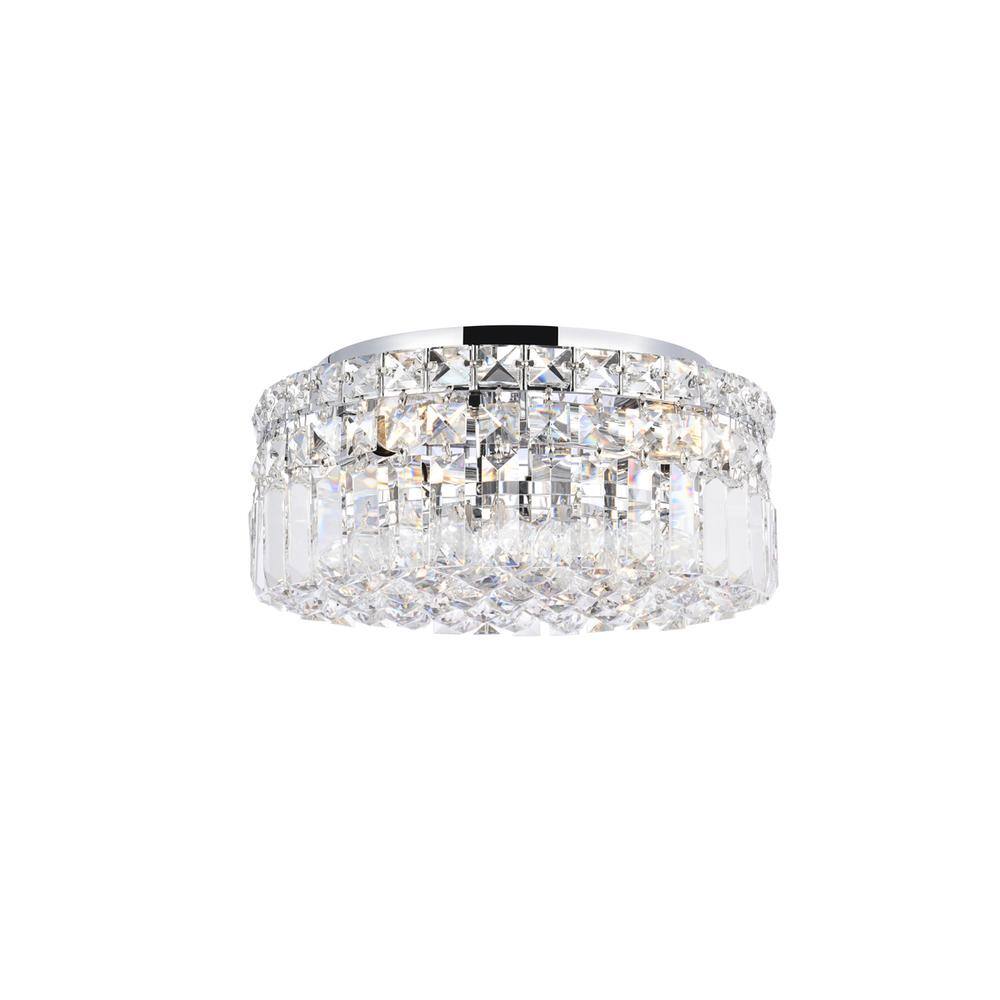 Left. Elegant Lighting - Maxime 4 light Chrome Flush Mount Clear Royal Cut Crystal - Chrome.