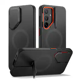 SURITCH - Shockproof Rugged Phone Case for Samsung Galaxy S26 FE with Kickstand & Camera Cover, Compatible with MagSafe - Aurora Black
