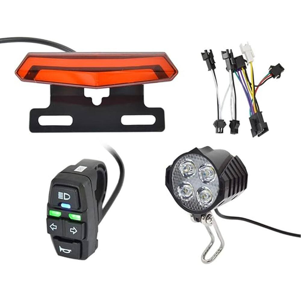 Left. RTMB - “Bicycle Headlight & Tail Light Set with Turn Signals – 24–48V eBike Front & Rear Lights, Switch-Controlled, with Horn f.