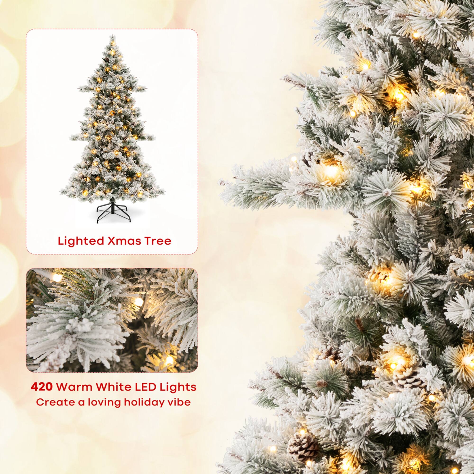 Lighted Christmas Tree 420 Warm White LED Lights Create a loving holiday vibe