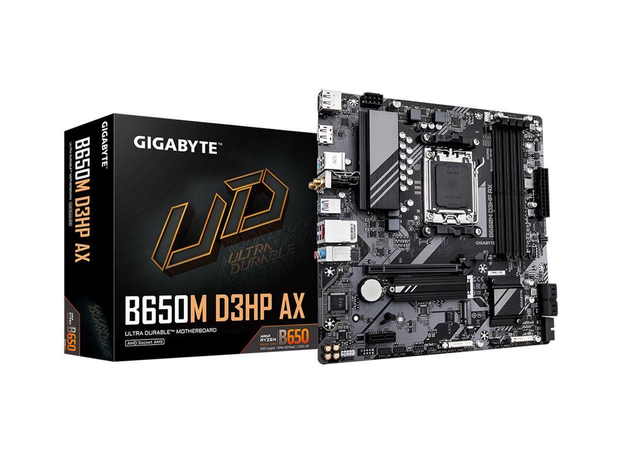 GIGABYTE B650M D3HP AX  
ULTRA DURABLE™ MOTHERBOARD  
AMD Socket AM5  
B650M D3HP AX  
ULTRA DURABLE™  
GIGABYTE  
B650