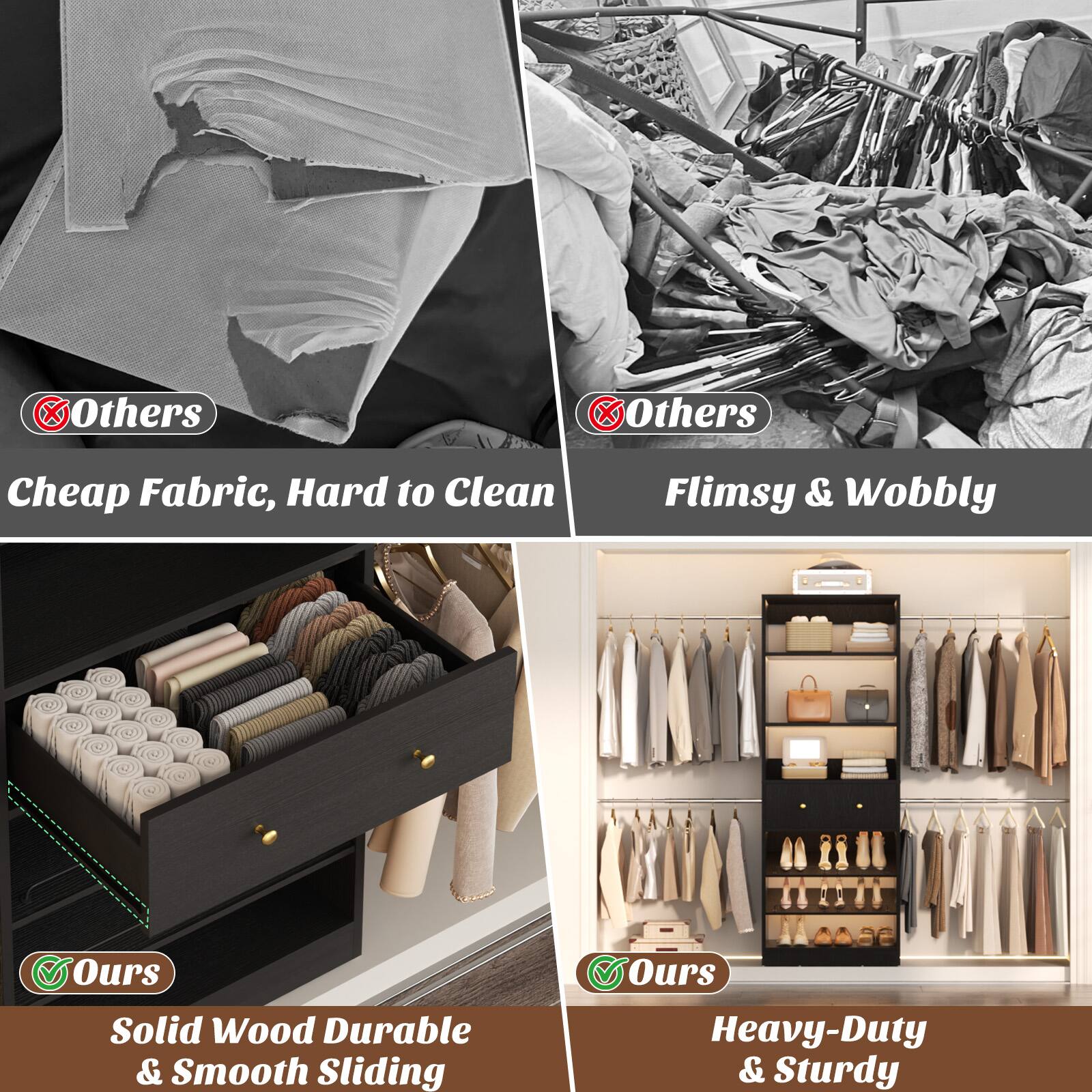 Aheaplus 21.5'' 117.7'' Adjustable Closet System with Drawer