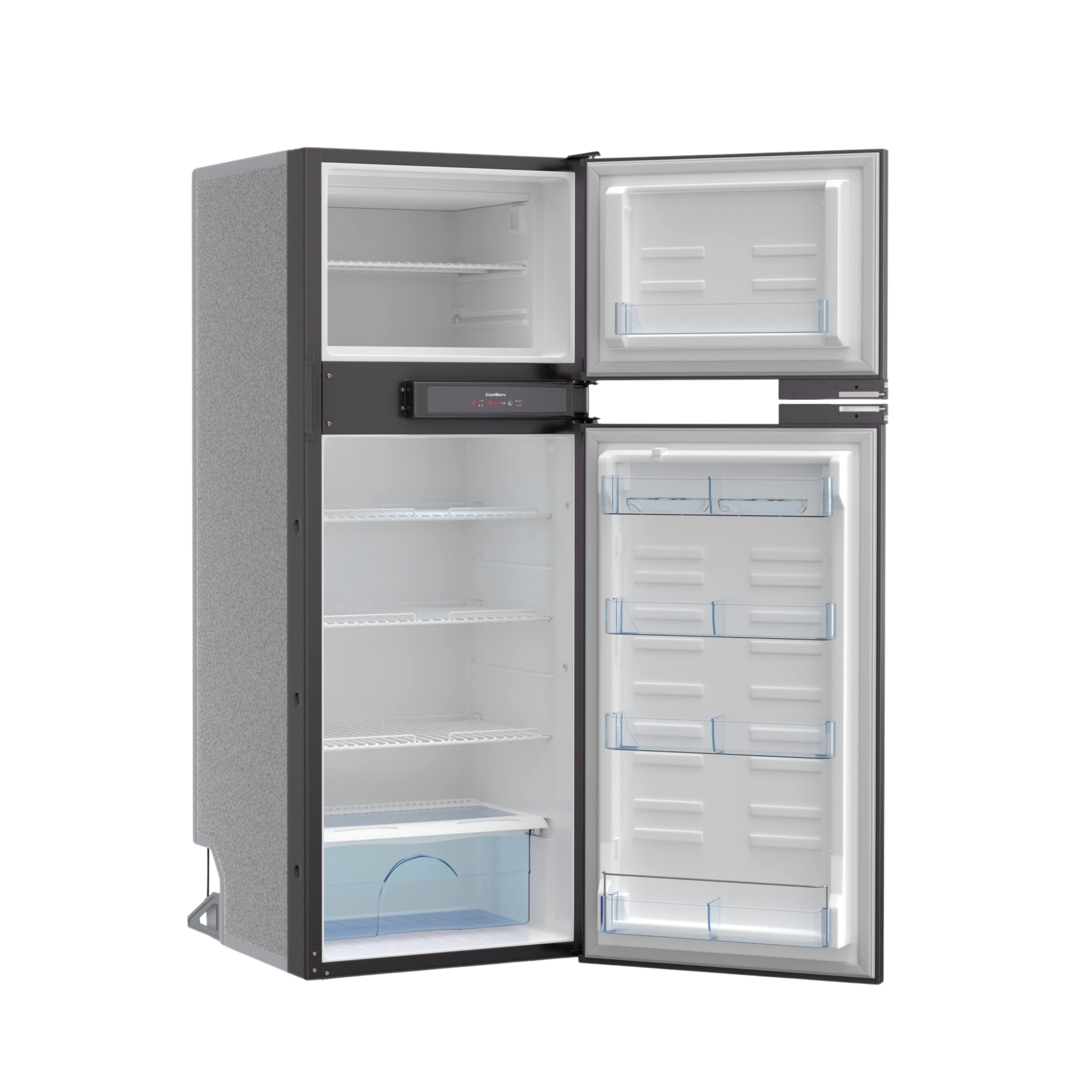 Left. Conserv - Conserv 12V/DC Refrigerator Freezer 10 cu ft. 24 inch Built-in/ Freestanding RV Off Grid Dorm Reversible Door - Stainless.