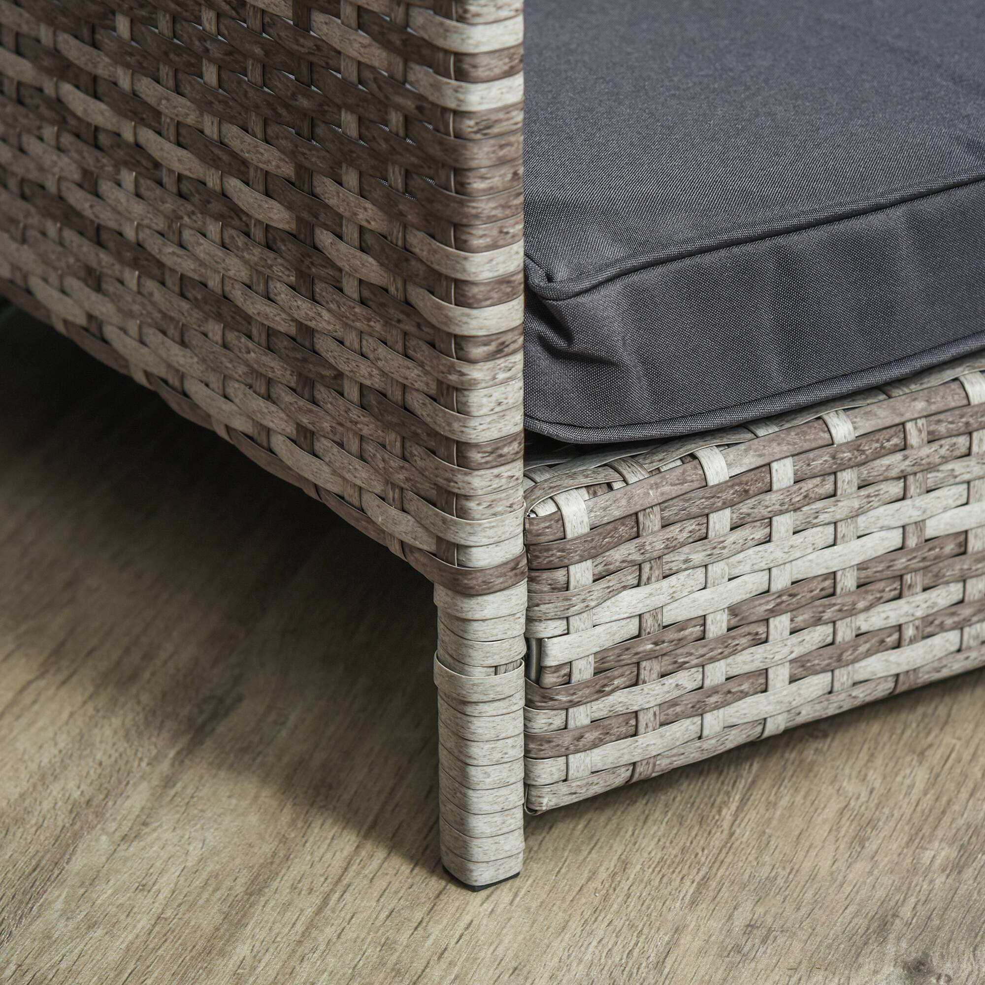 Alt View 5. Pawhut - Wicker Dog House Outdoor, Canopy, Rattan Bed, Water-resistant Cushion, 66 lbs, 19.75", Gradient Gray Wicker & Cushion - Gray.