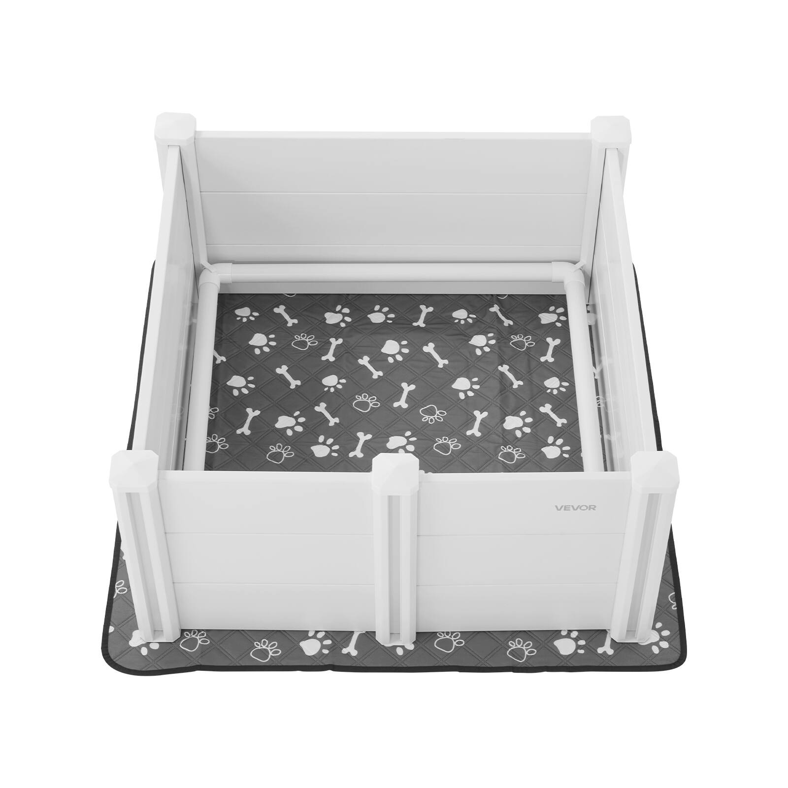 Alt View 5. VEVOR - 38.6 x 38.6 x 18.1 inch, Plastic PVC Puppies Playpen with Height Adjustable Door and Washable Pee Pad.