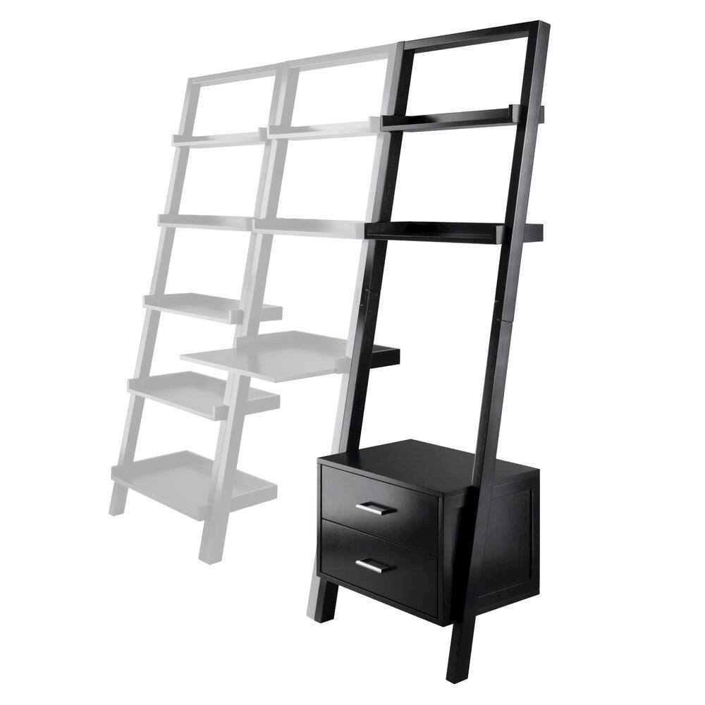 Alt View 2. FurniFact - Black Leaning Shelf - Black.