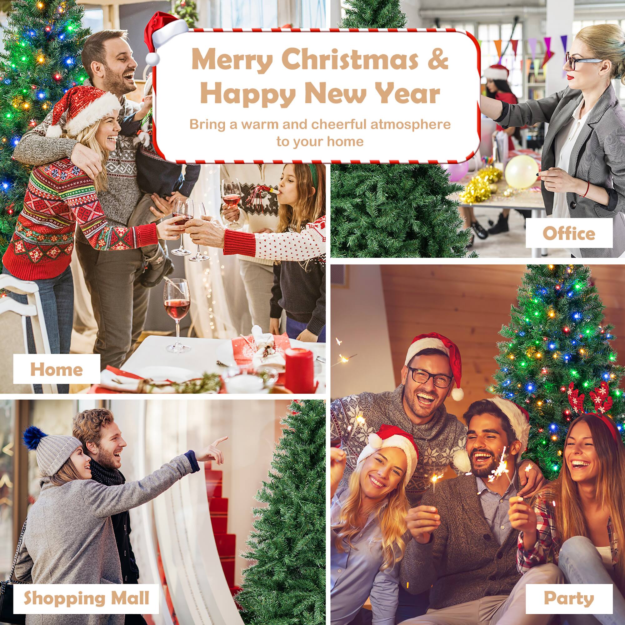 The text on the image is grouped and corrected as follows:
Merry Christmas & Happy New Year!
Bring a warm and cheerful atmosphere to your home.
Office
Home
Shopping Mall
Party