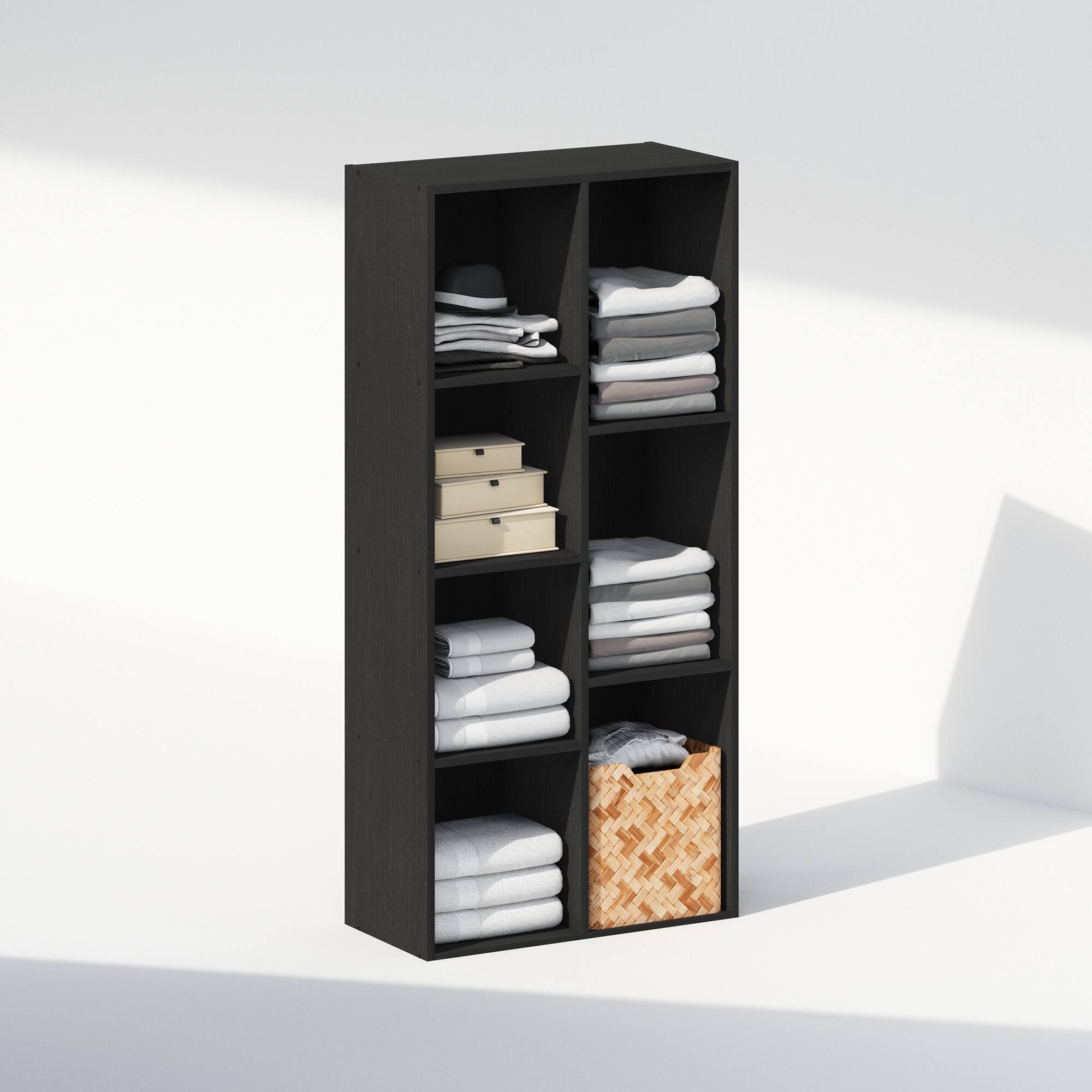 Alt View 3. Furinno - Reed 7-Cube Open Shelf Multipurpose Closet & Clothing Storage, Storage Organizer - Blackwood.