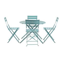 Carolina Chair & Table - Bistro 36" Round Table Outdoor Set - Set of 5 - Teal - Blue
