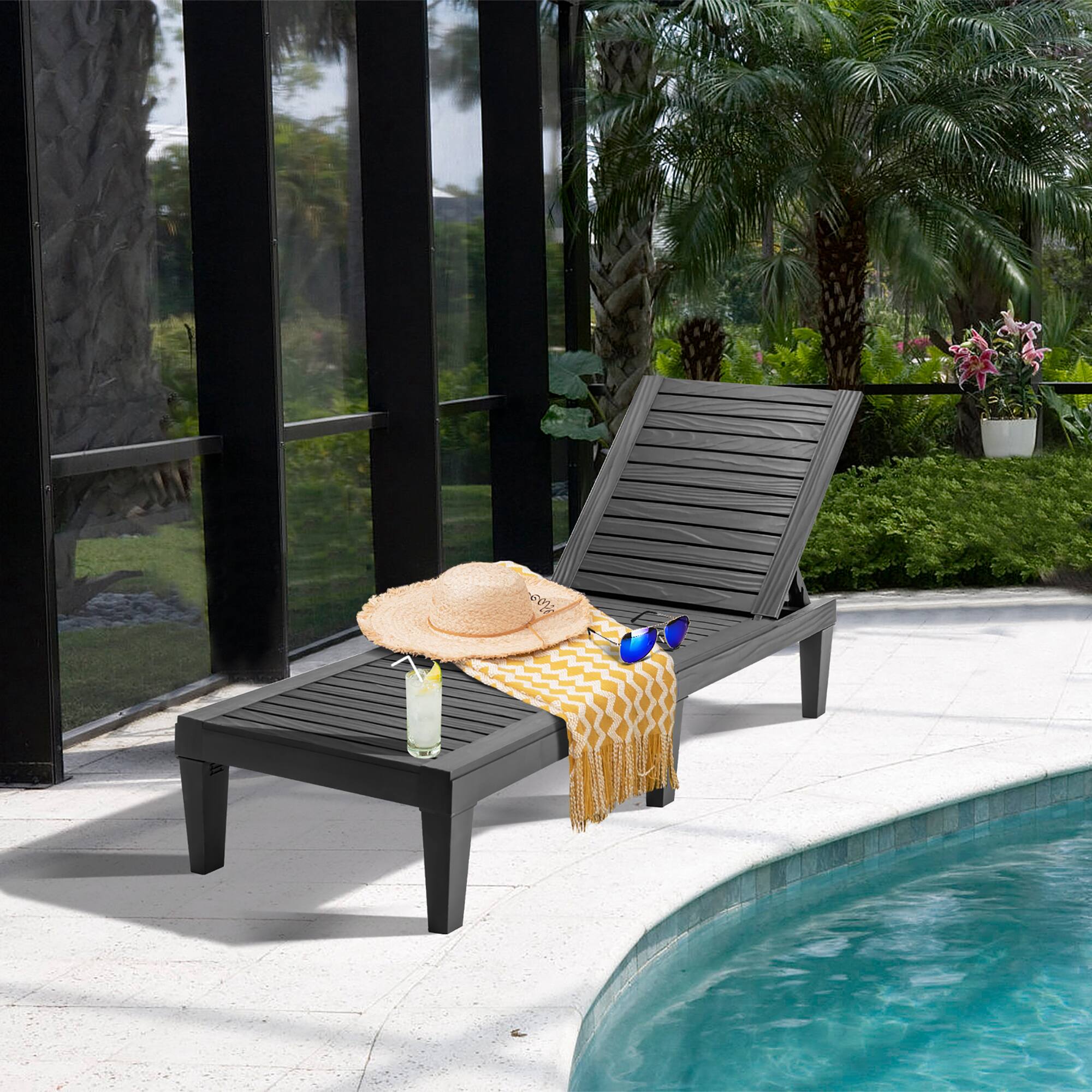 Alt View 3. Costway - Costway 2 PCS Patio Lounge Chair Chaise Recliner Weather Resistant Adjust - Black.