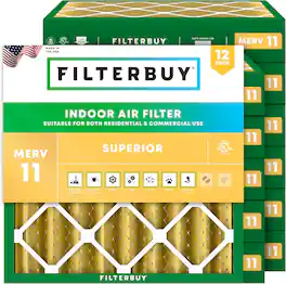 Filterbuy - 10x10x4 MERV 11 Pet & Allergy Defense, Electrostatic Pleated HVAC AC Furnace Air Filters Replacement (12-Pack) - Gold