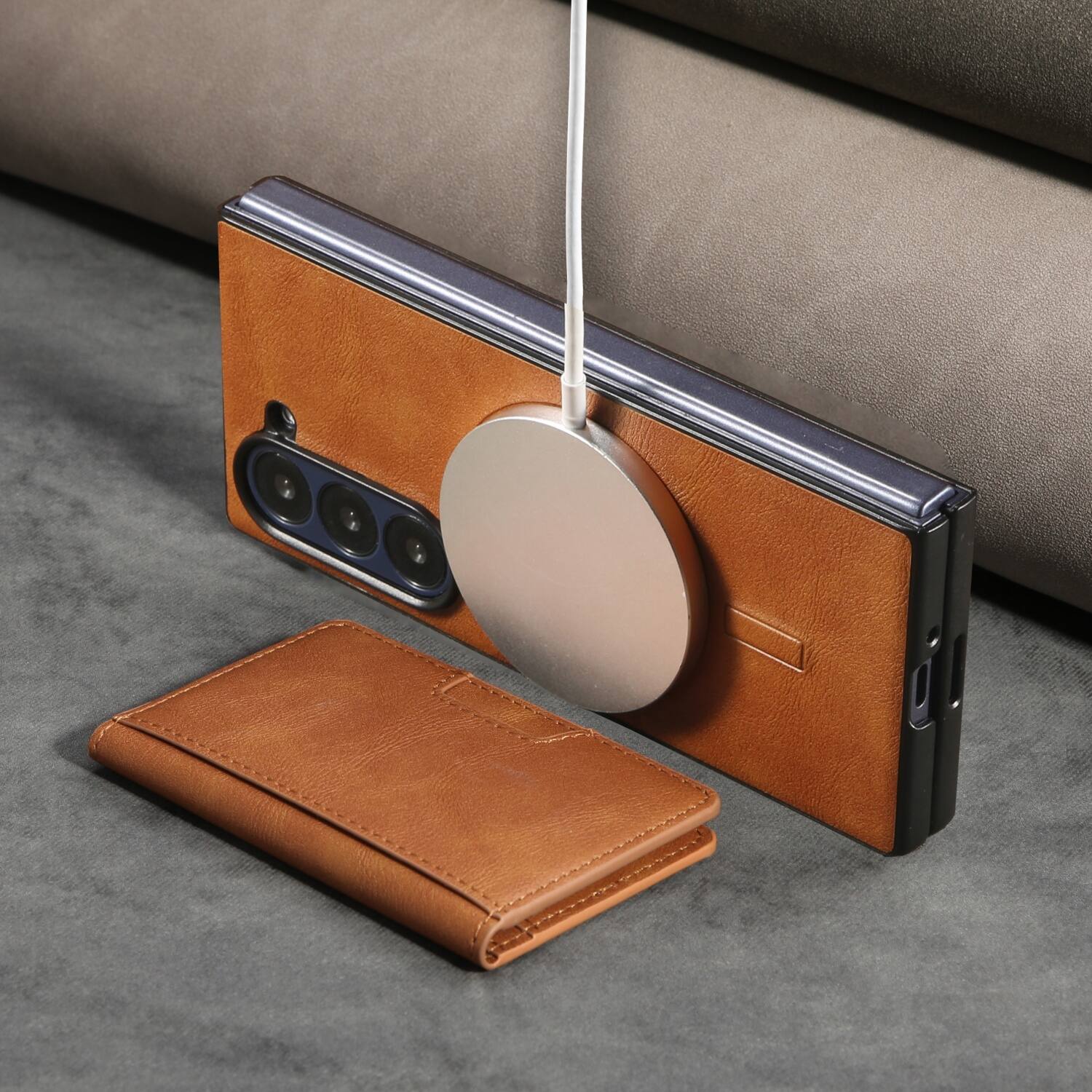 Alt View 2. Dteck - 2-in-1 Magnetic Wallet Case for Samsung Galaxy Z Fold8 Ultra Shockproof Detachable Leather Cover - Brown.