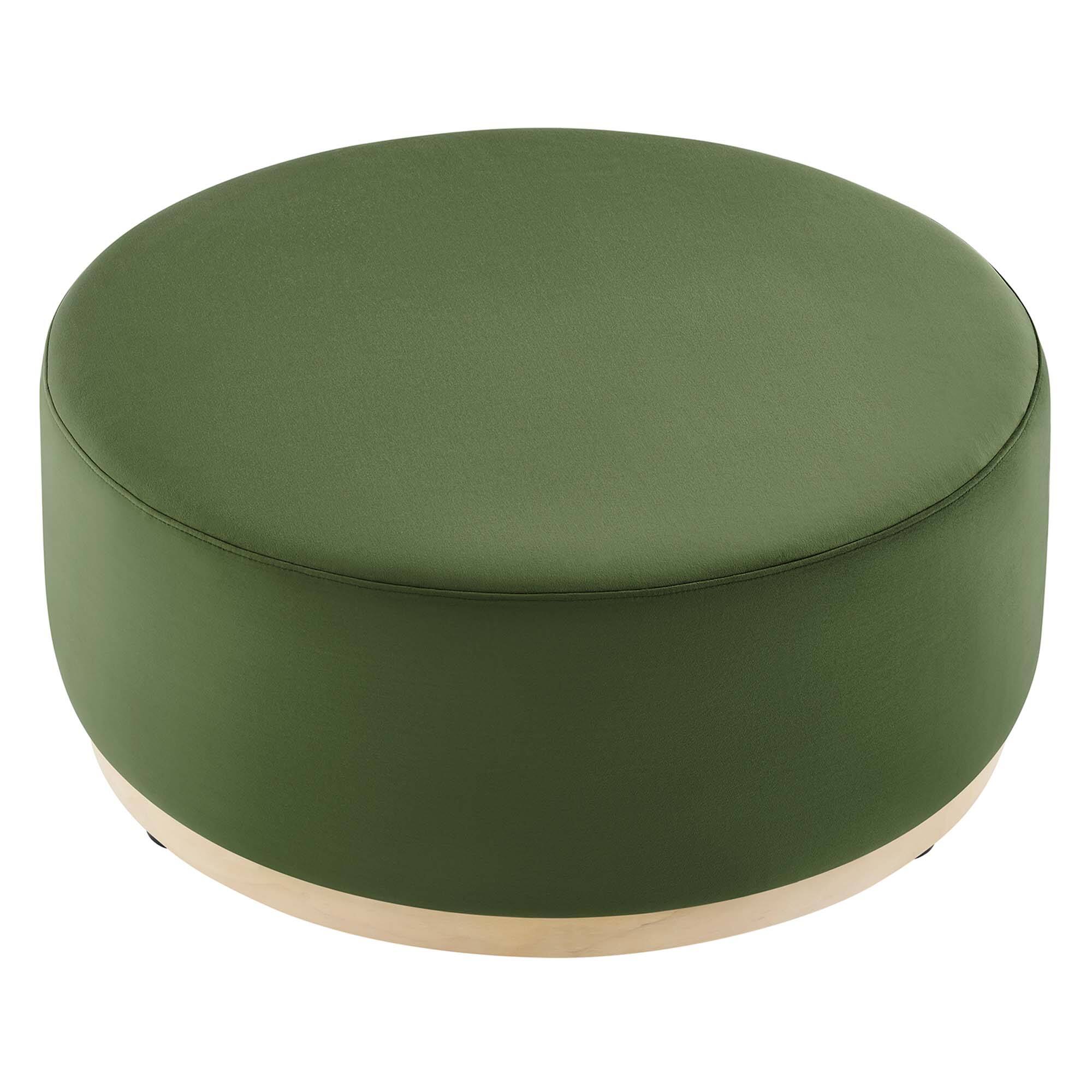 Alt View 2. Modway - Tilden Large 38" Round Performance Velvet Upholstered Ottoman by Modway - Moss Green Natural.