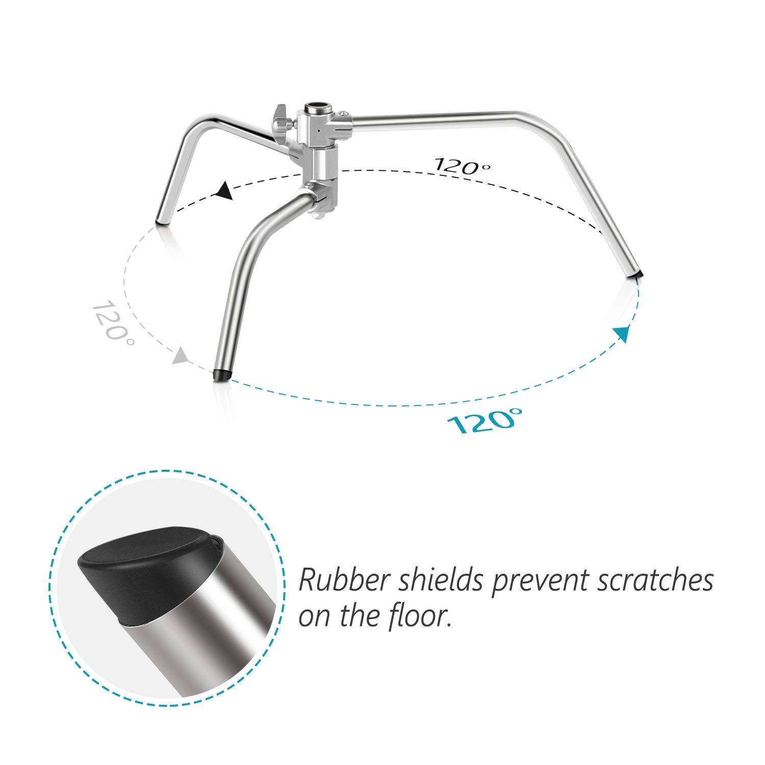 120° 120° 120° Rubber shields prevent scratches on the floor.