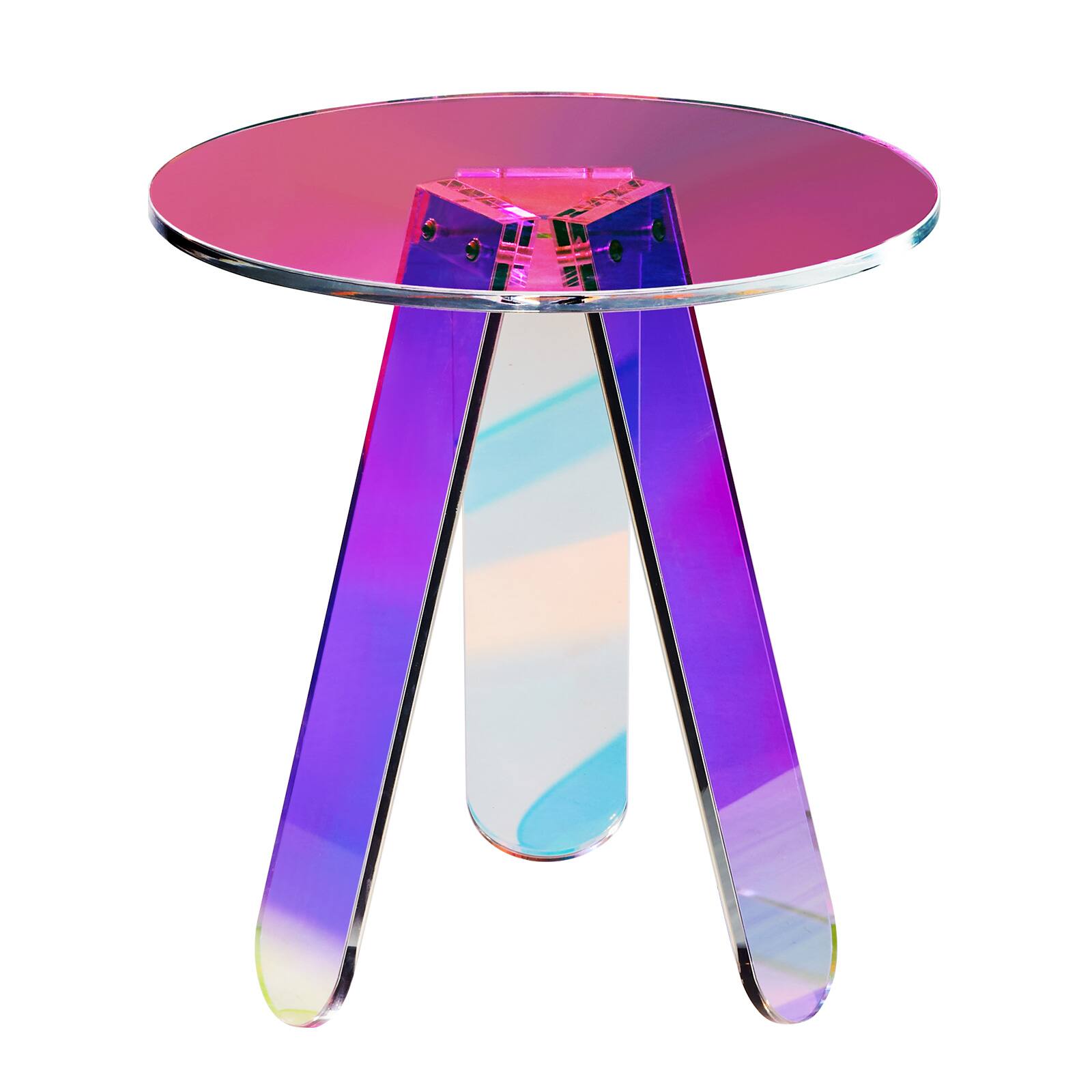 Alt View 5. VEVOR - VEVOR Round Iridescent Side Table, Acrylic End Table, Clear Rainbow Acrylic Coffee Table for  Snack used in Living Room - Dazzling colors.