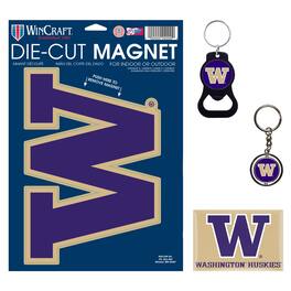 WinCraft - Washington Huskies 4-Pack Key Rings and Magnets Set - Multicolor