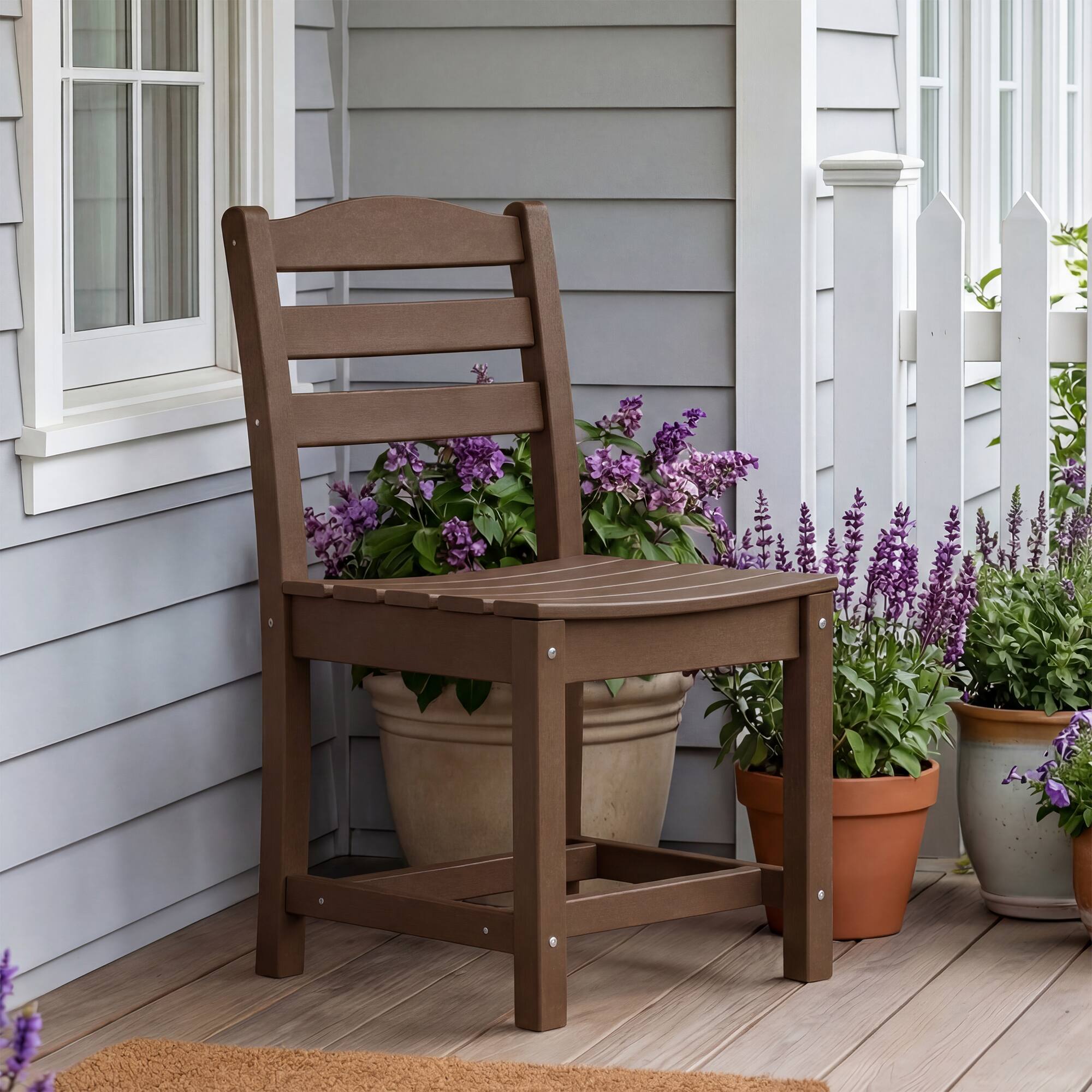 Alt View 2. Famapy - Pairs of HDPE Outdoor Armless Dining Chair - 4 Colors Weatherproof Patio Chair for Garden, Poolside 330LBS Capacity - Dark Brown.