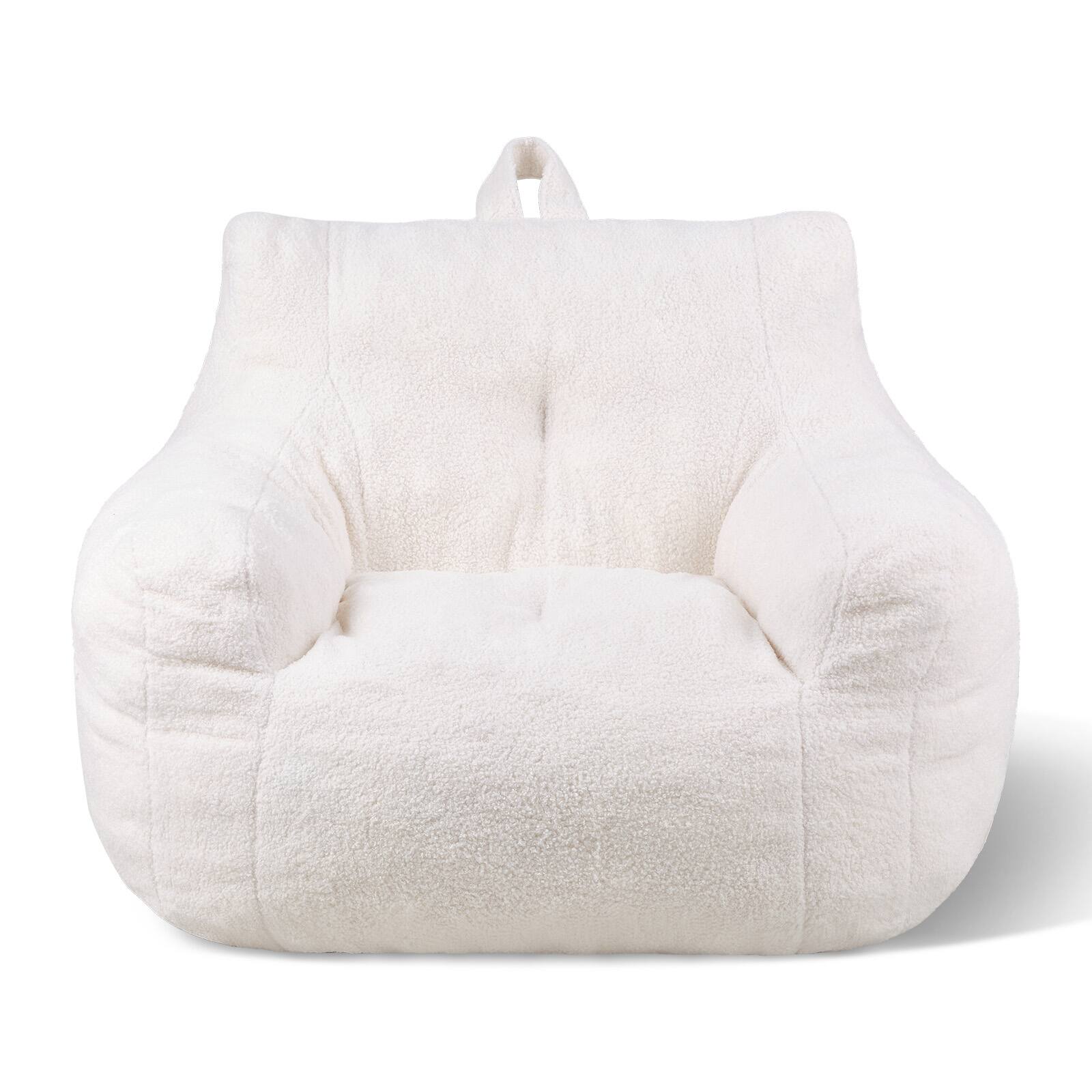 Alt View 5. VEVOR - Bean Bag Chair, 3 feet Bean Bag Chair with Soft Armrests and Storage Pocket, 25D Memory Foam Filled - White.