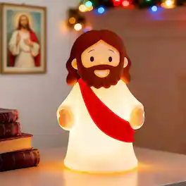 FINEAK - Rechargeable Jesus Night Light-Dimmable Silicone LED for Peace & Comfort - Red