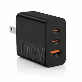 Core Tech - 100W USB-C Wall Charger, 3-Port Fast Charging Adapter for Laptops, Smartphones & Tablets - Black