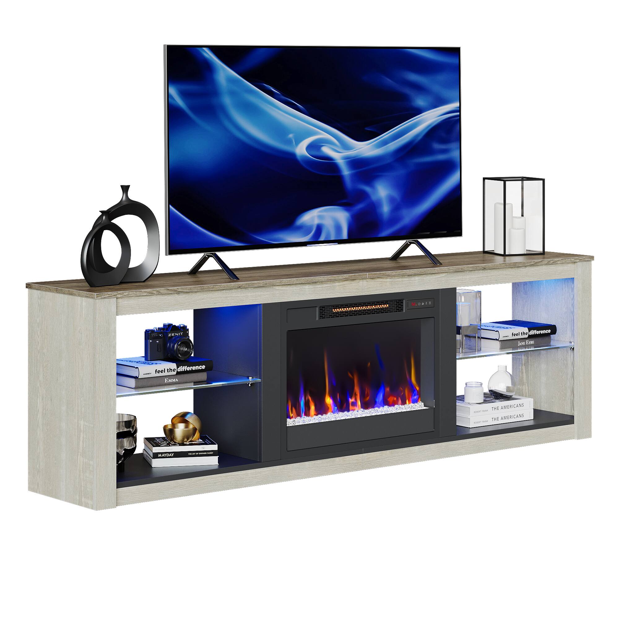 "Feel the difference" is a phrase that is often used to promote the benefits of a product or service, such as a new television or a heating system. In this image, the phrase is displayed on the television screen, suggesting that the television is showcasing a feature or function that sets it apart from other TVs. The phrase could be used to emphasize the unique qualities of the television, such as its high resolution, smart features, or energy efficiency.