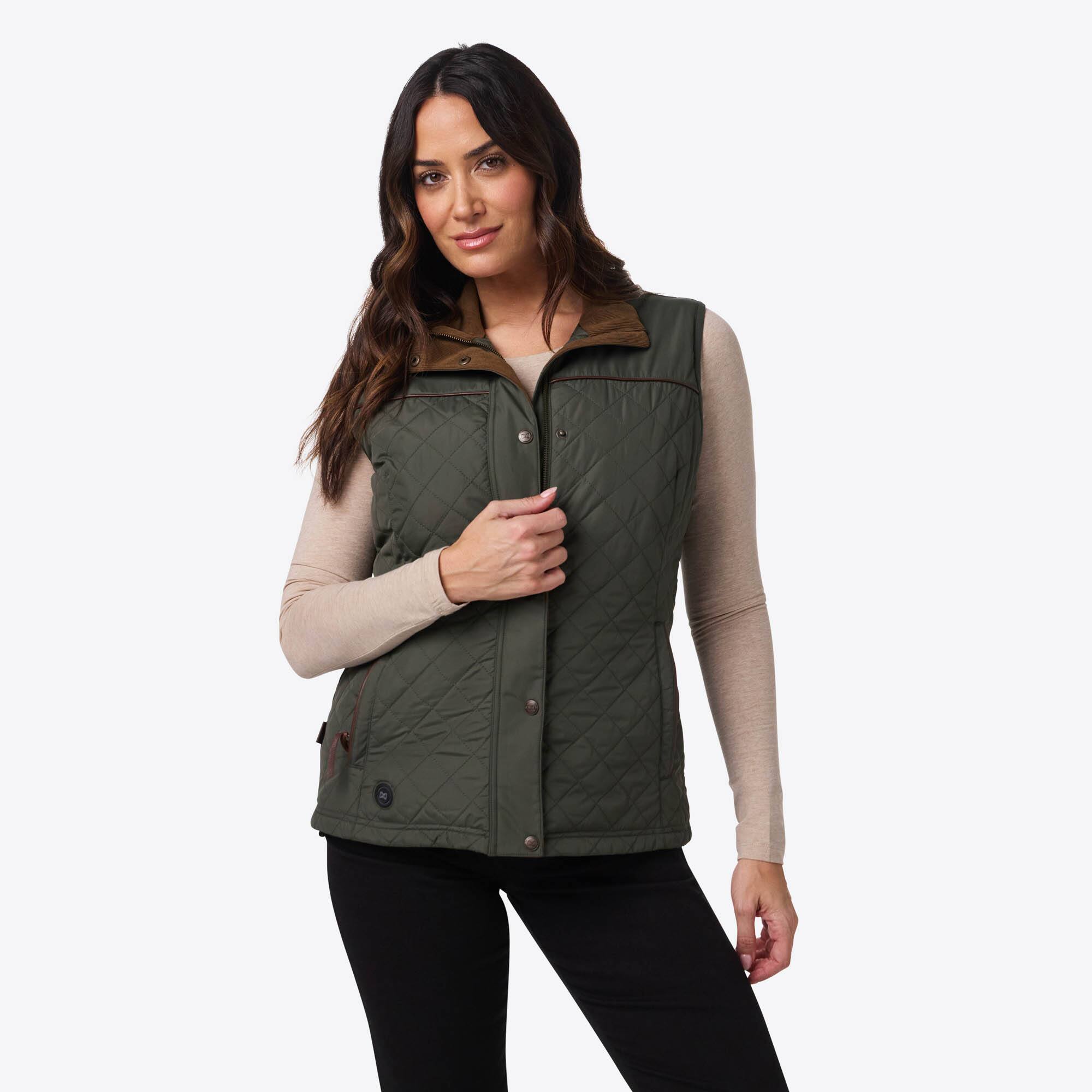 Front. Mobile Warming - Women's Duke Heated Vest - Forest Green.