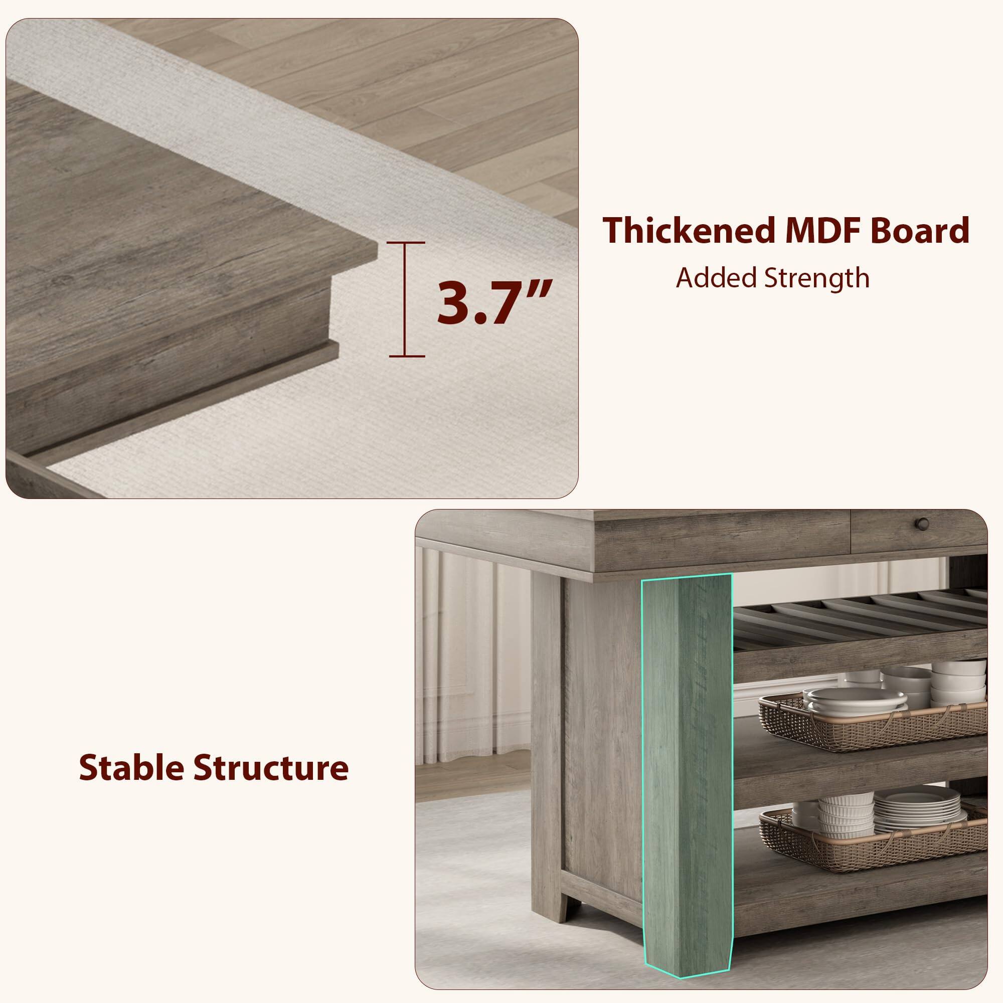 Thickened MDF Board  
Added Strength  

3.7"  

Stable Structure