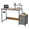 Front. Costway - Costway Computer Desk Writing Workstation Home Office w/ Movable Storage Rack & Shelf - Black,Rustic Brown.