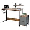 Costway - Computer Desk Writing Workstation Home Office w/ Movable Storage Rack & Shelf - Black,Rustic Brown