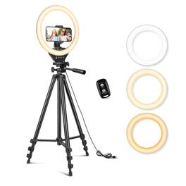 PO3TICJUNKI3 - 10 Ring Light With 50 Tripod Stand Led Circle Lights Phone Holder For Live Stream makeup youtube Video - Nature