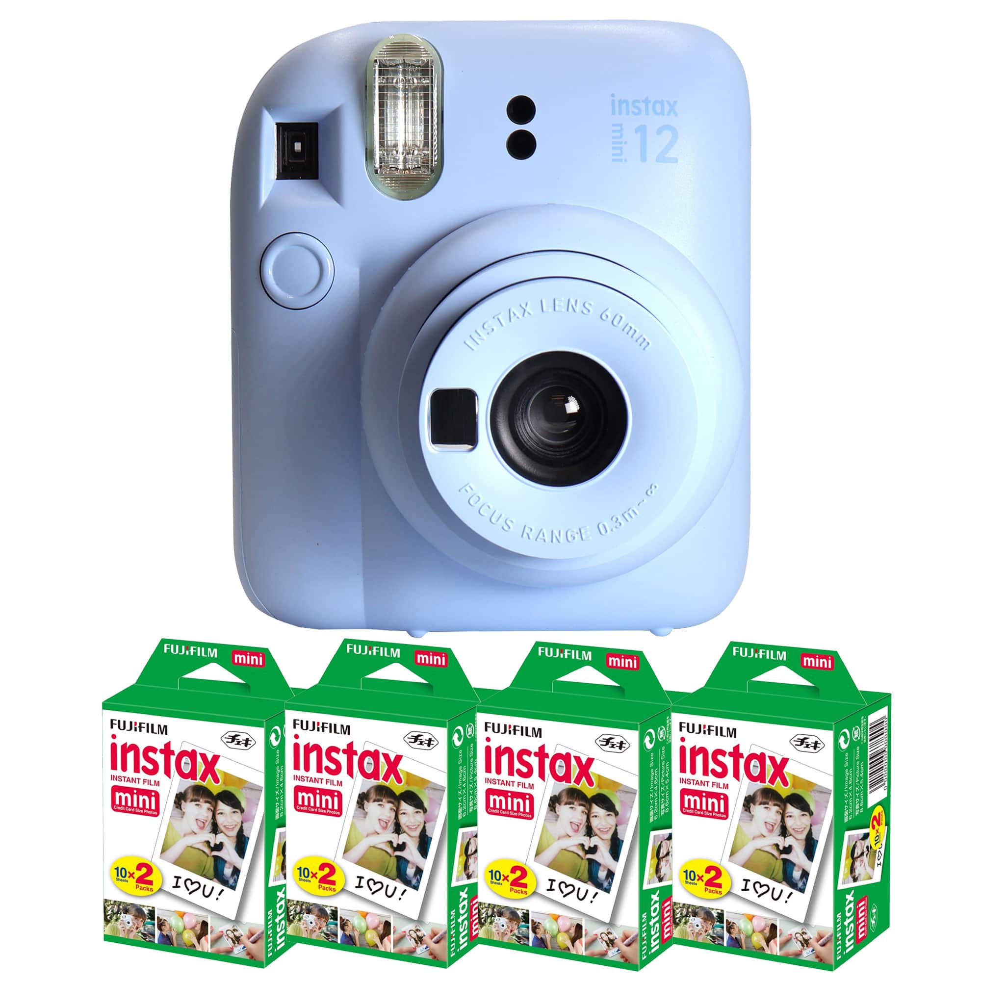 Fujifilm - INSTAX MINI 12 Instant Film Camera Pastel with 4x Mini Instax Film - Blue