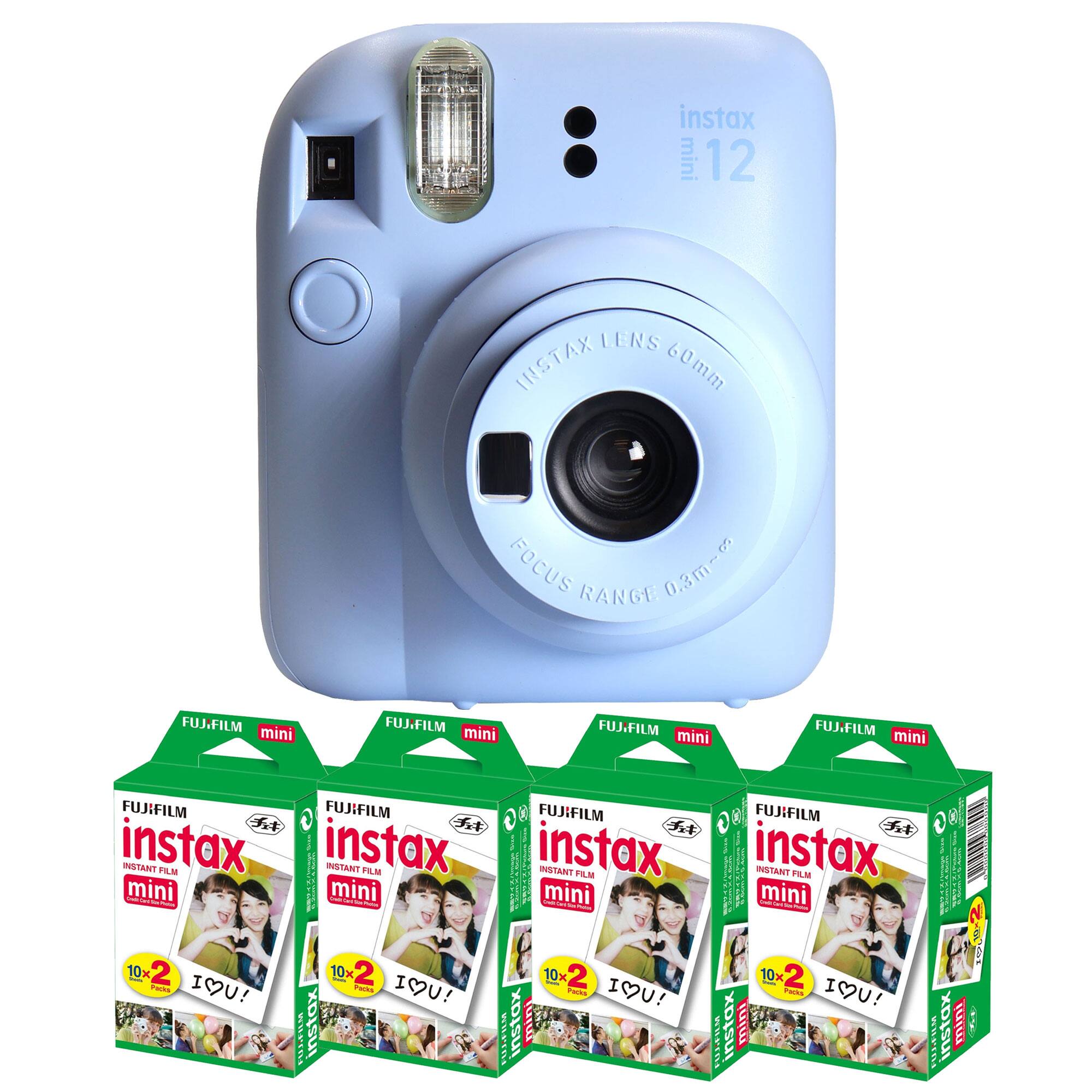 instax mini 12  
LENS 60mm  
FOCUS RANGE 0.3m~  
FUJIFILM mini  

instax mini  
INSTANT FILM  
10x2  
I ♥ U!  

FUJIFILM mini  
INSTANT FILM  
10x2  
I ♥ U!