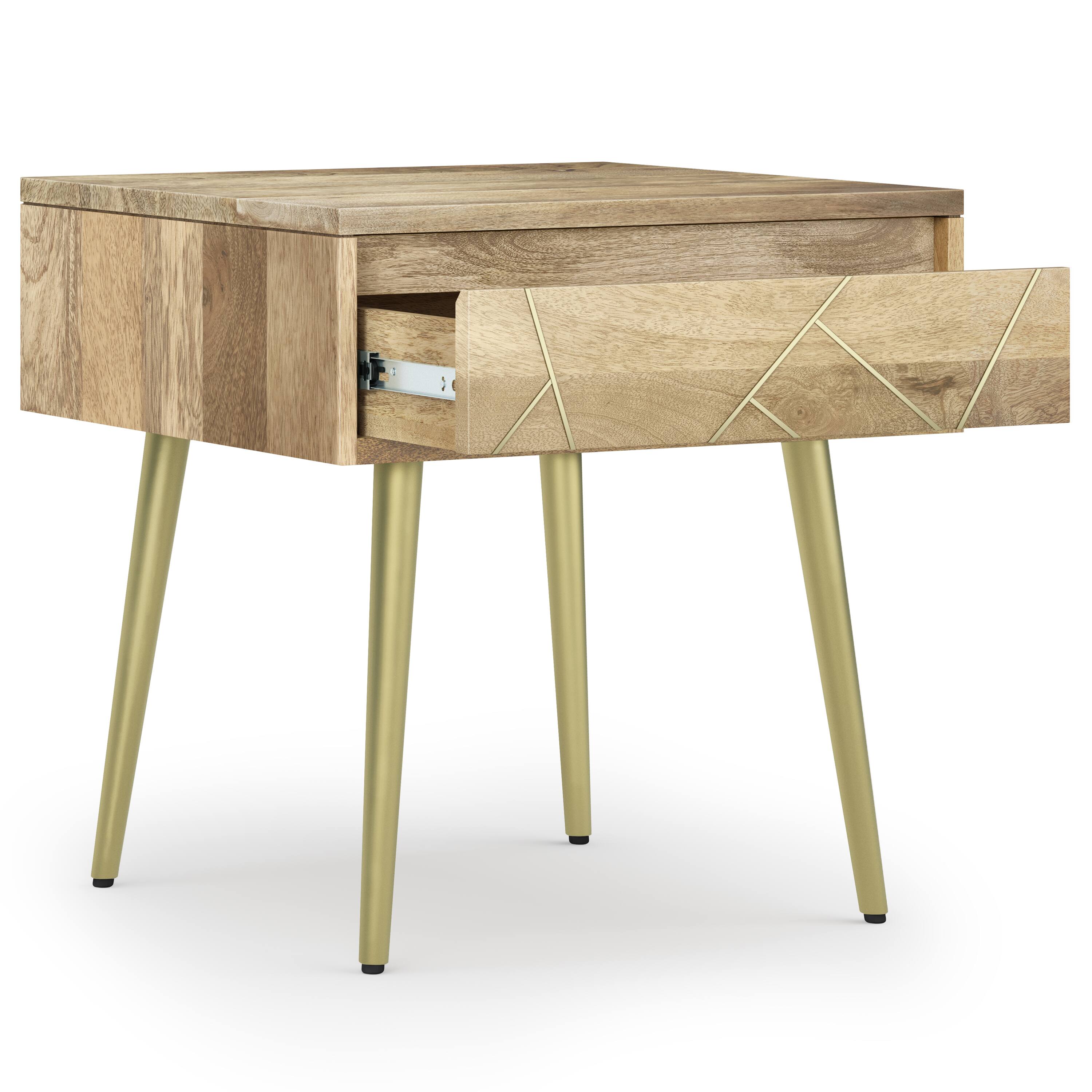 Back. Simpli Home - Jager Mid Century - Contemporary 22 inch Wide Metal Side Table in Natural - Natural.