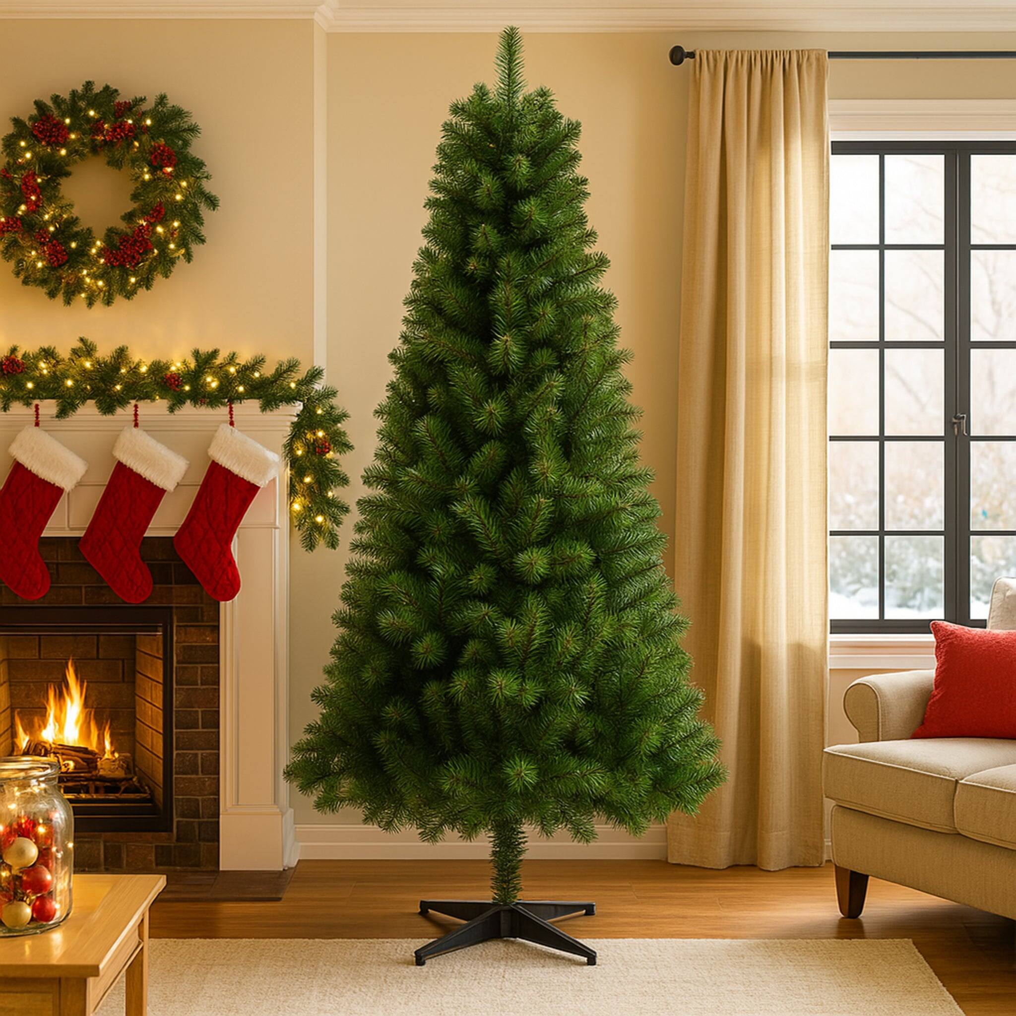 Alt View 1. Hivvago - 6FT Hinged Unlit Artificial Christmas Tree with 582 Tips - Green.