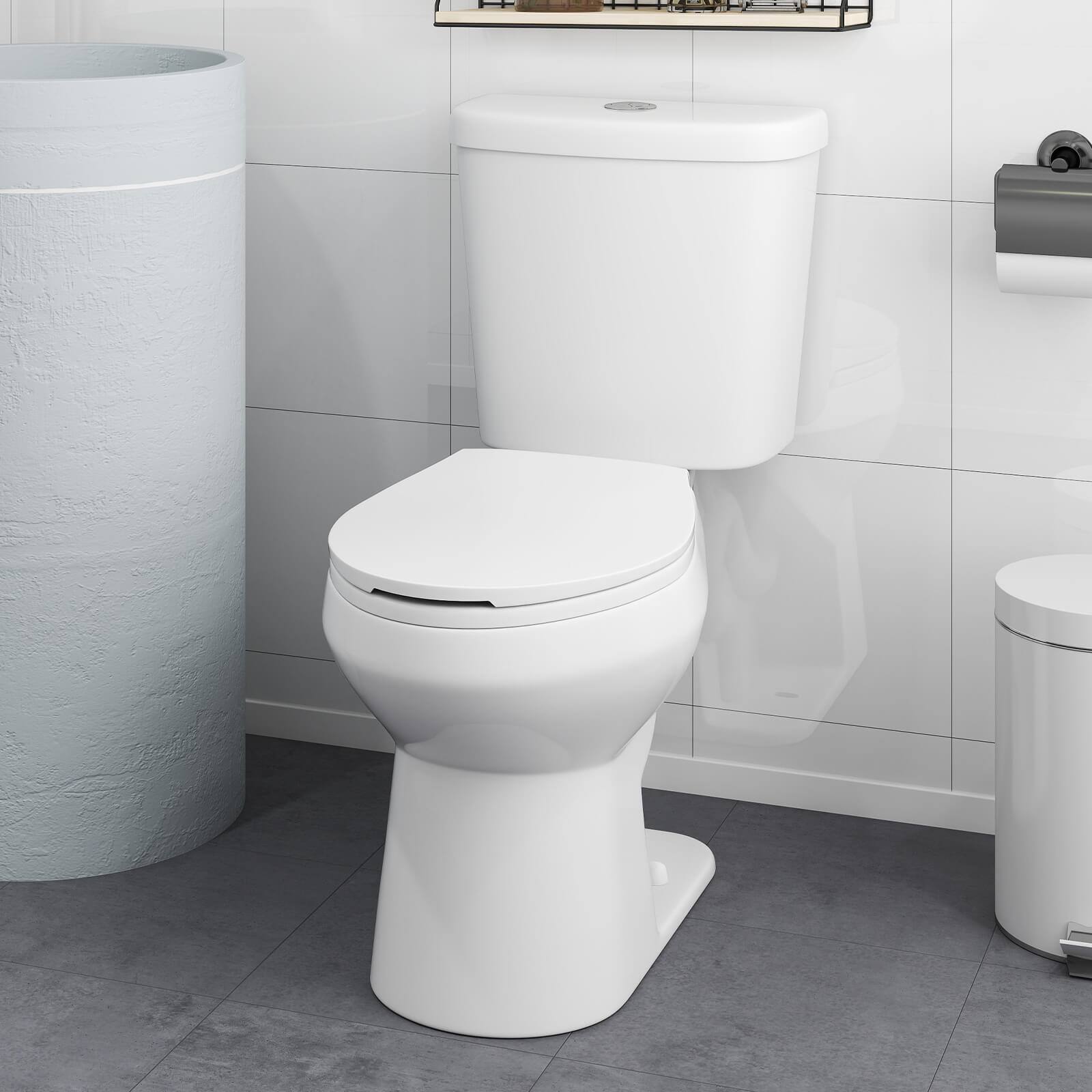 Alt View 1. Costway - Costway Two-Piece Elongated Toilet with 17.5" ADA Comfort Chair Height Seat MAP 1000g - White.