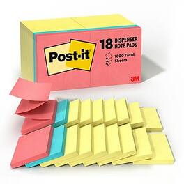 Post-it - Pop-up Notes, 3" x 3", Poptimistic Collection, 100 Sheet/Pad, 18 Pads/Pack (R330144B) - Power Pink, Canary Yellow, Aqua Splash
