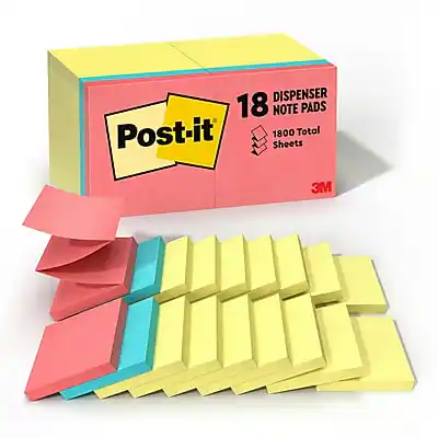 DISPENSER
18 NOTE PADS
Post-it
1800 Total Sheets
3M