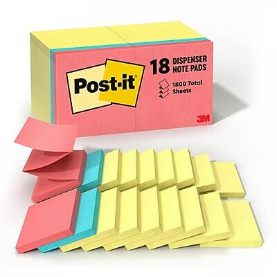 DISPENSER  
18 NOTE PADS  
Post-it  
1800 Total Sheets  
3M