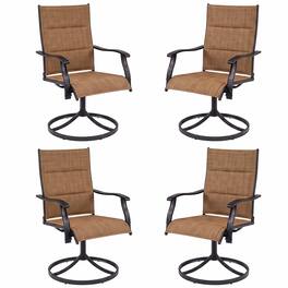Gymax - Padded Patio Swivel Chairs Set of 4 Ergonomic Outdoor Dining Chairs w/High Back - Brown