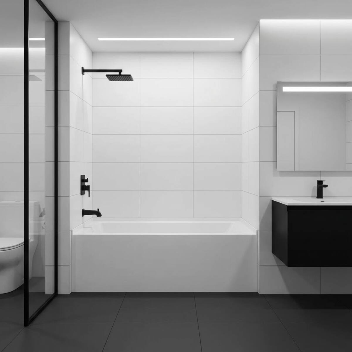 Back. Loheer - Loheer Acrylic Alcove Soaking Bathtub with Apron Front, Right Drain, Anti Slip White Tub, 54 x 32 x 21.5 in - Glossy White.