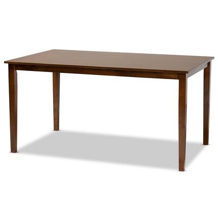Front. Baxton Studio - Eveline Modern and Contemporary Finished Rectangular Wood Dining Table - Walnut Brown.