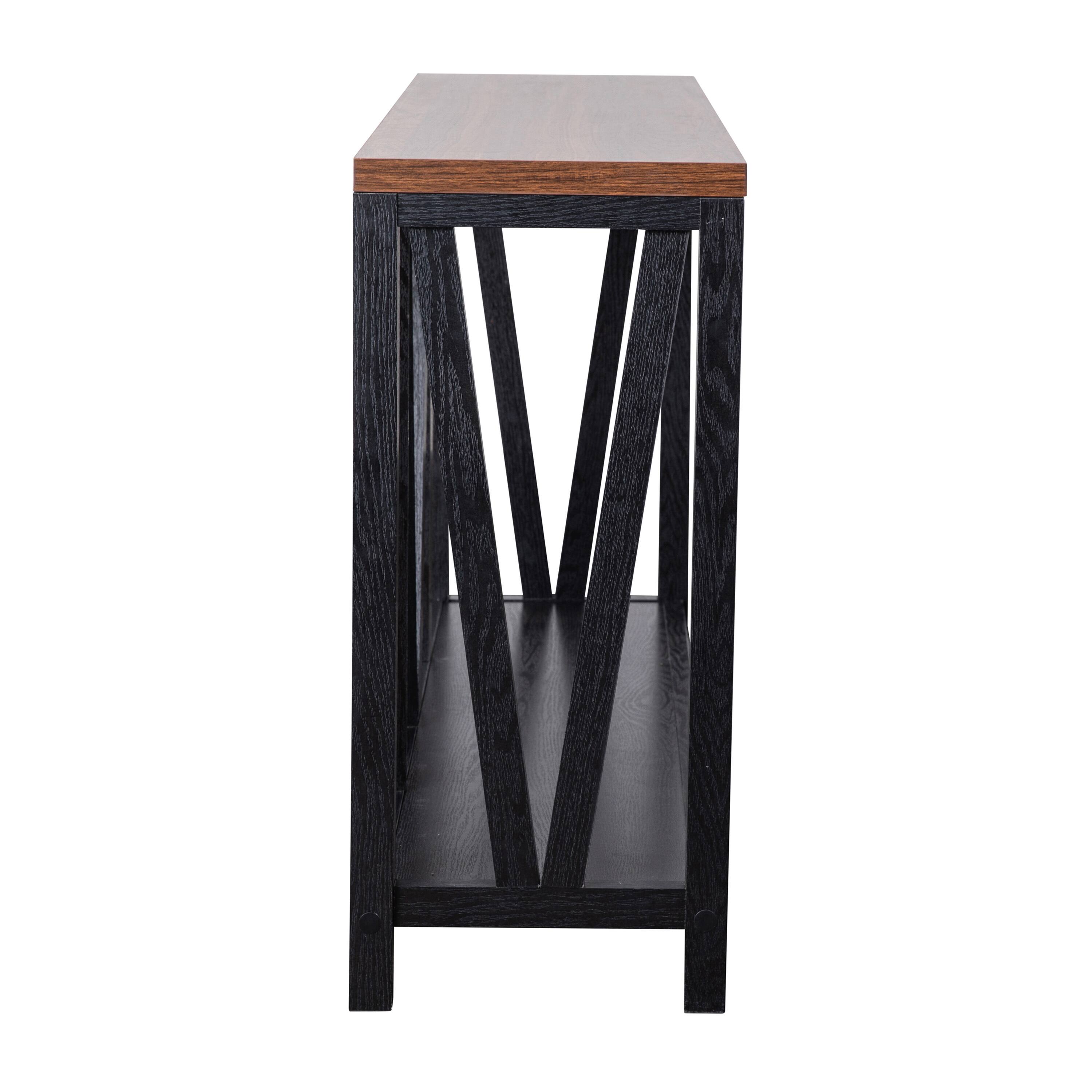 Alt View 8. Emma + Oliver - Owen Modern Farmhouse Entryway Console Accent Table - Walnut Top/Black Frame.