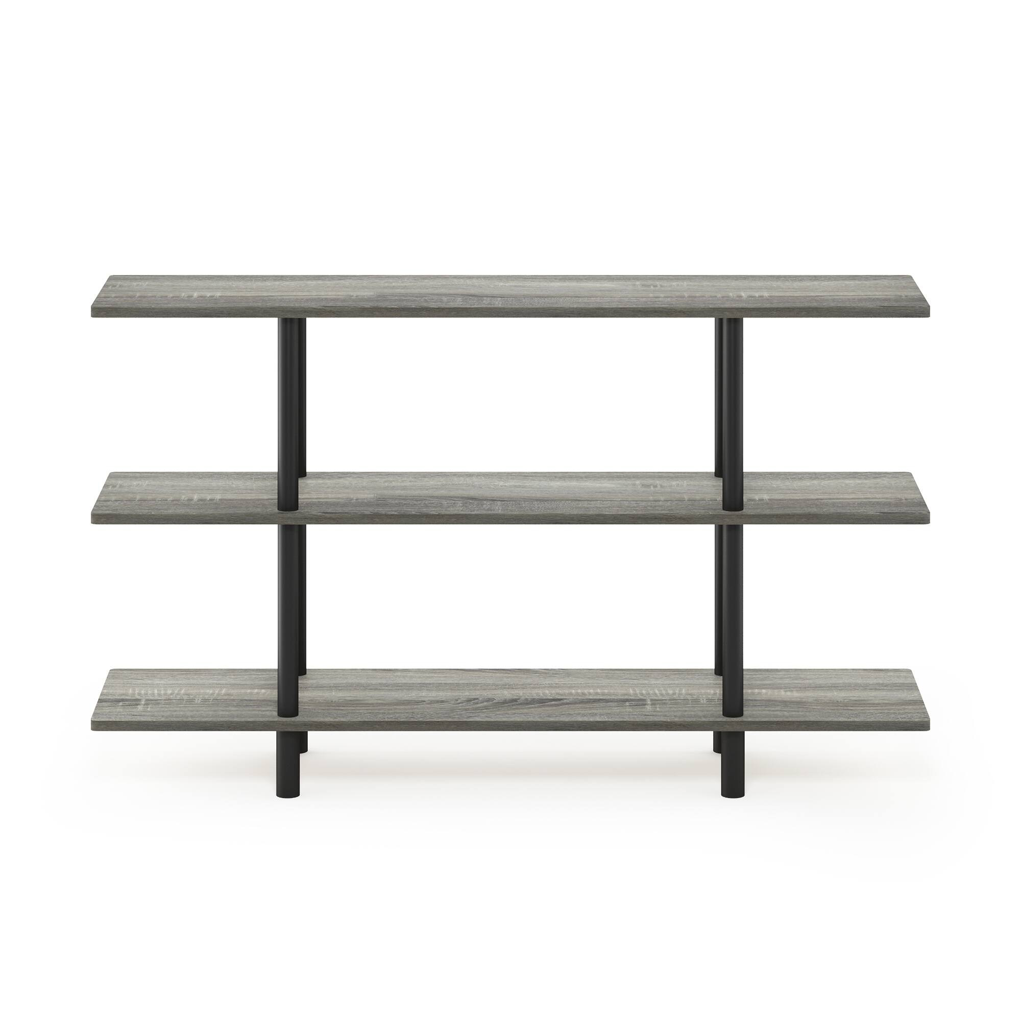 Alt View 2. Furinno - Turn-N-Tube 3-Tier Wide Display Shelf, French Oak/Black - French Oak/Black.