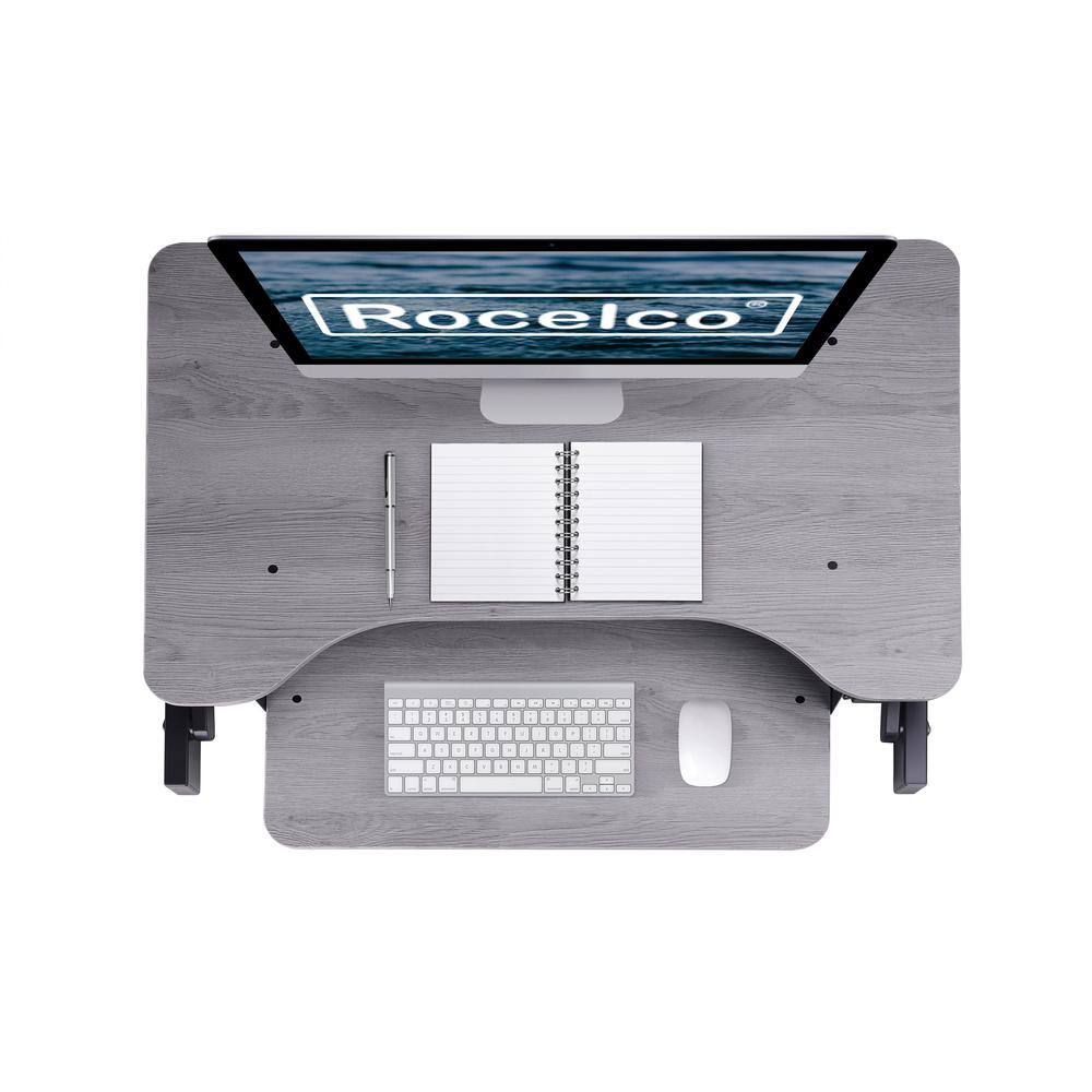 Alt View 2. Rocelco - 32" Height Adjustable Standing Desk - Grey.