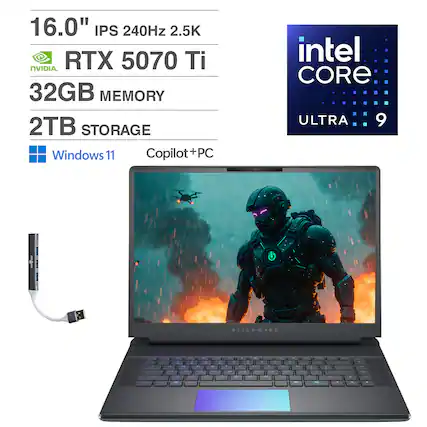 16.0" IPS 240Hz 2.5K
RTX 5070 Ti
32GB MEMORY
2TB STORAGE
Windows 11
Copilot+PC
intel CORE ULTRA 9
ALIENWARE