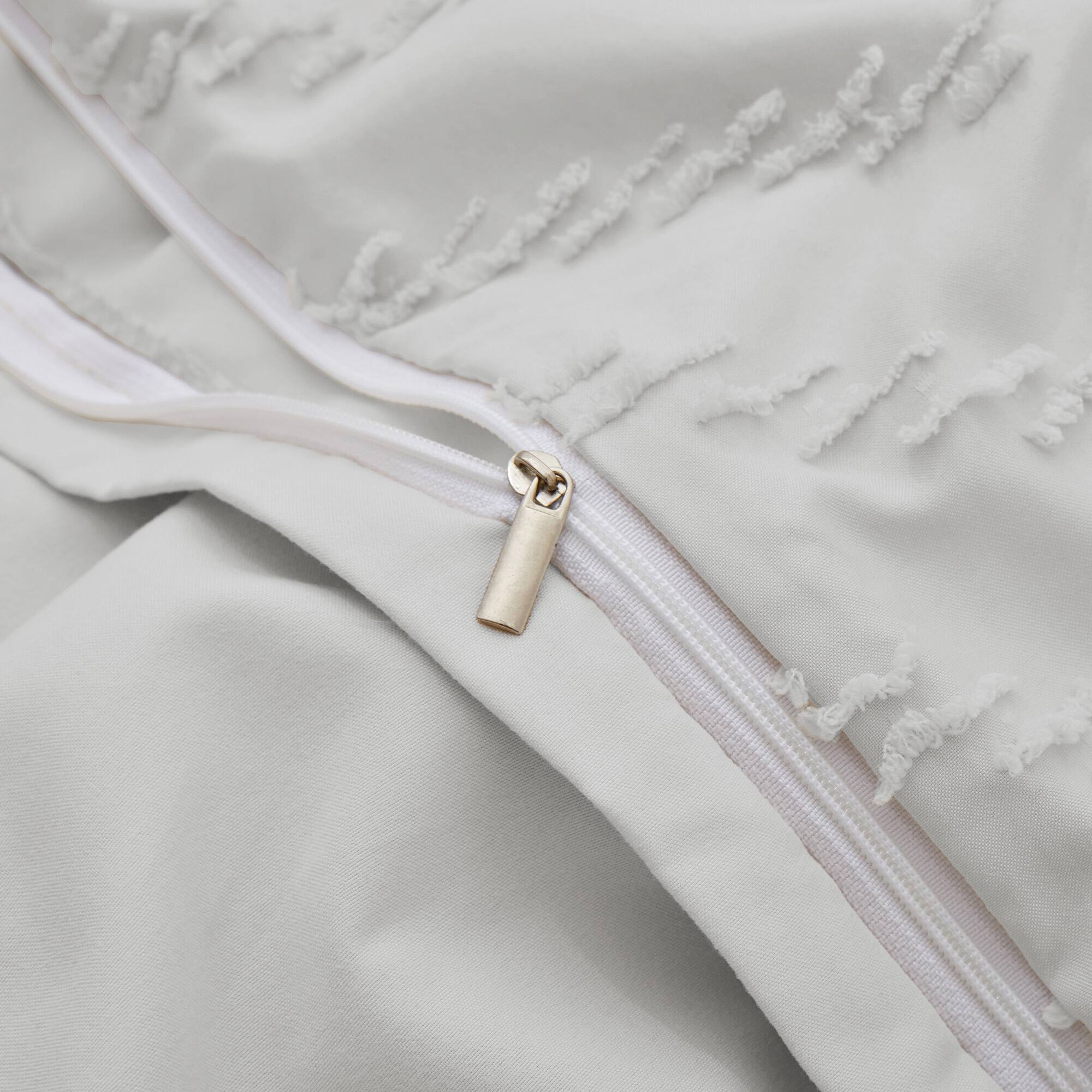 Alt View 1. Peace Nest - Peace Nest Tufted Clipped Jacquard Geometric Duvet Cover & Pillowcase Set - Wave Light Gray.