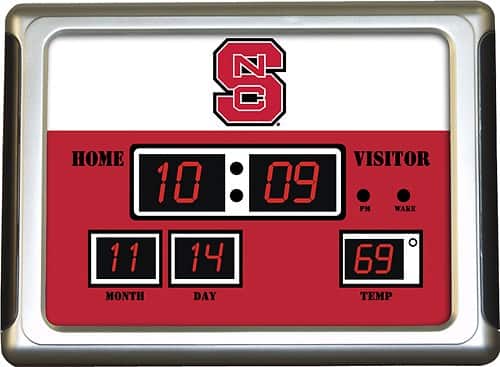 Front Standard. Team Sports America - NC State Scoreboard Alarm Clock.