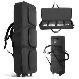 VEVOR - 88 Key Keyboard Case, 40.9 x 16.9 x 5.1 in Interior, Padded Rolling Piano Case with Wheels, Sturdy Handle - Black