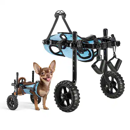 Front. VEVOR - Dog Wheelchair for Back Legs, Adjustable 2 Wheels Pet Wheelchair, Lightweight Dog Cart with Shock-Absorbing Wheels - Black.