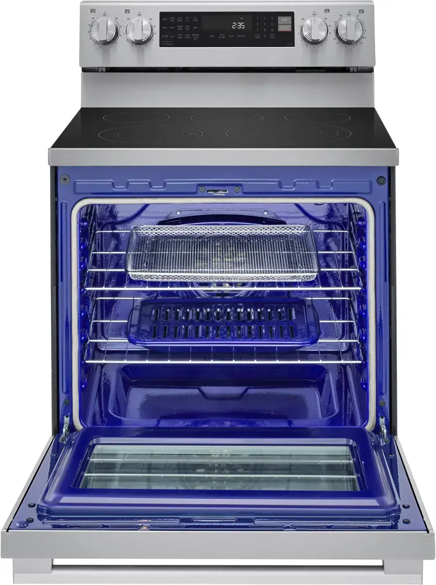 Alt View 6. LG - 6.3 Cu. Ft. Freestanding Electric True Convection Smart Range with Air Fry and InstaView - PrintProof Stainless Steel.